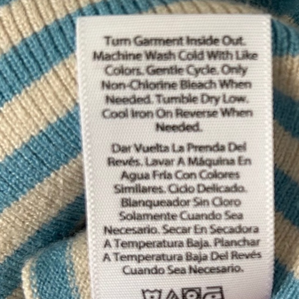 Free Assembly Sleeveless Sweater Top Light Blue and Gray/Beige Stripe Women's XL - Picture 4 of 5